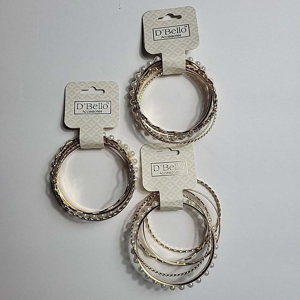 D'bello Accessories Bangles Bracelets Cosmetic Jewelry One Missing Pearl 3 Sets
